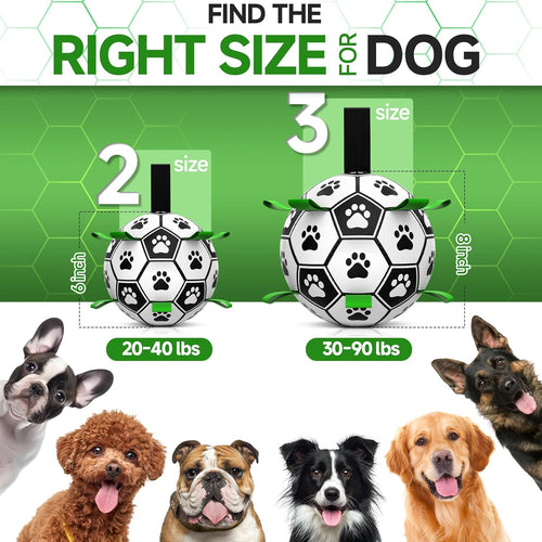 Premium Dog Toys Balls, Dog Soccer Ball with Straps, Dog Birthday Gifts, Herding Ball, Durable Balls for Small Medium Pet, Puppy Outdoor Toy, Pet Training Soccer Ball, World Cup Soccer