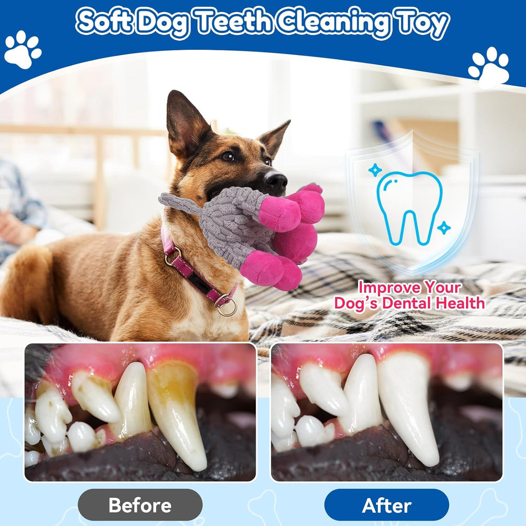 Plush Chew Toys for Large Dogs, Tough Crinkle Stuffed Animal Squeaky Interactive Toys for Small Medium Large Dogs, Keep Them Busy, Big Pet Toys