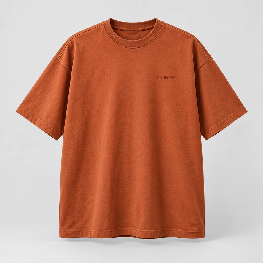 Horizon Box Tee in Rust, front view